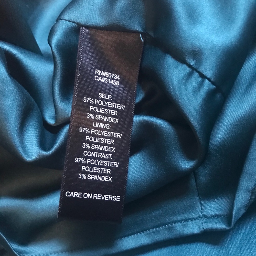 Max & Cleo black and teal satin cocktail dress - Picture 6 of 8